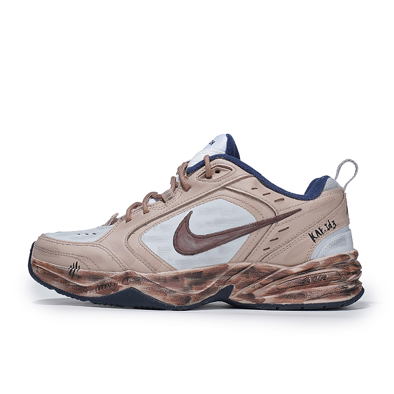Nike Air Monarch 4 Anti-Slip Wear-Resistant Low-Top Chunky Sneakers Unisex Brown Gray