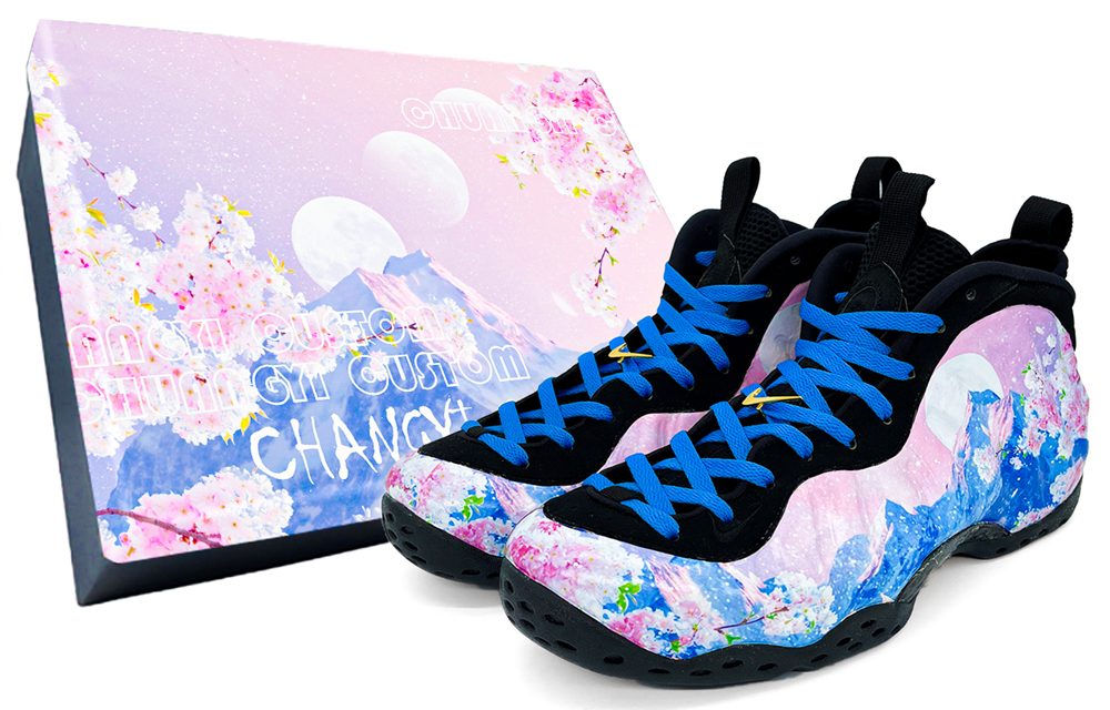 Nike Foamposite One Vintage Basketball Shoes Unisex Low-Top Pink/Blue