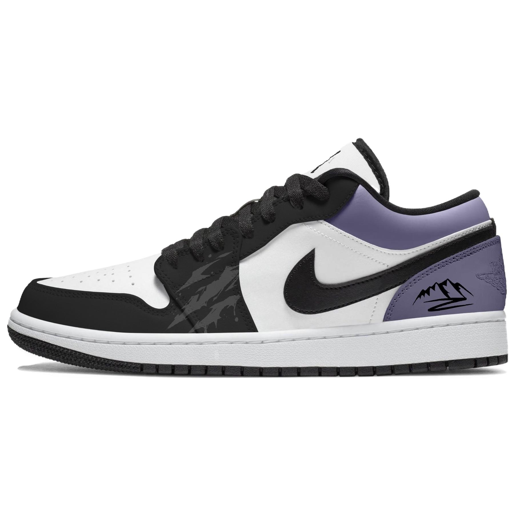 Jordan Air Jordan 1 Fantasia, Purple Mountain Seclusion Shock Absorbers Low Top Vintage Basketball Shoes Unisex Purple