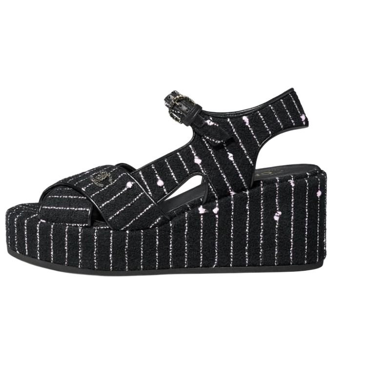 CHANEL Beach Sandals Women's Black