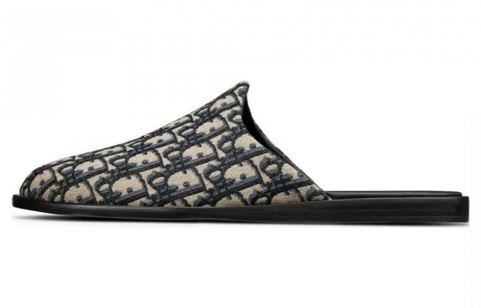 DIOR InDIOR Mule Beige Black DIOR Oblique Jacquard