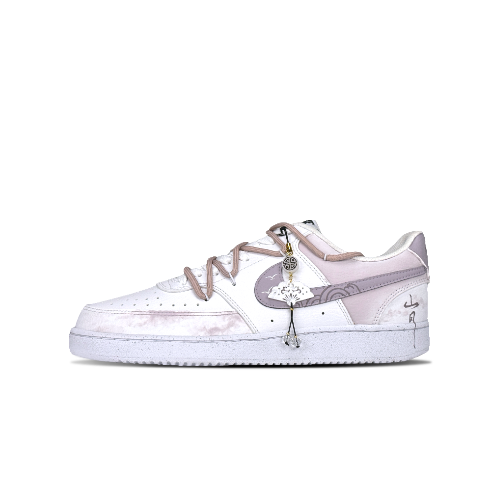 Nike Court Vision Mechanical Demon Mountain Moon Anti-Slip Wear-Resistant Low-Top Skateboard Shoes Unisex Light Purple