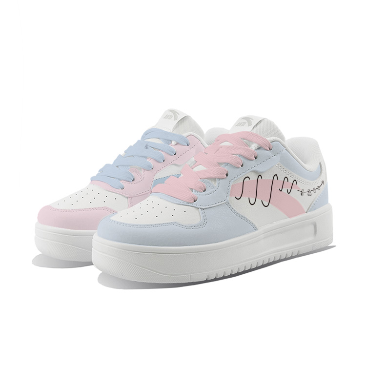 Anta Relaxed Abrasion Resistant Balance Lightweight Low Top Skateboard Shoes Unisex Blue Pink Mismatched