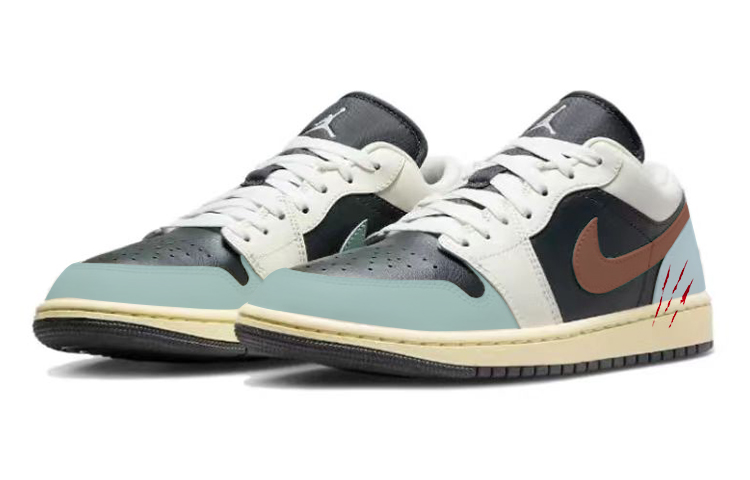 Jordan Air Jordan 1 Cushioned Wear-Resistant Slip-Resistant Low-Top Vintage Basketball Shoes Women's Black Green купить в интернет-магазине Yoocart с быстрой доставкой по России.