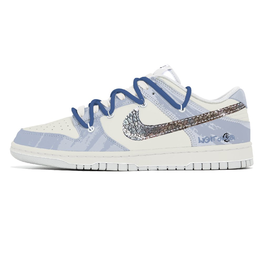 Nike Dunk Dust Collection Slip Resistant, Abrasion Resistant, Lightweight Low Top Skateboard Shoes Unisex White Blue