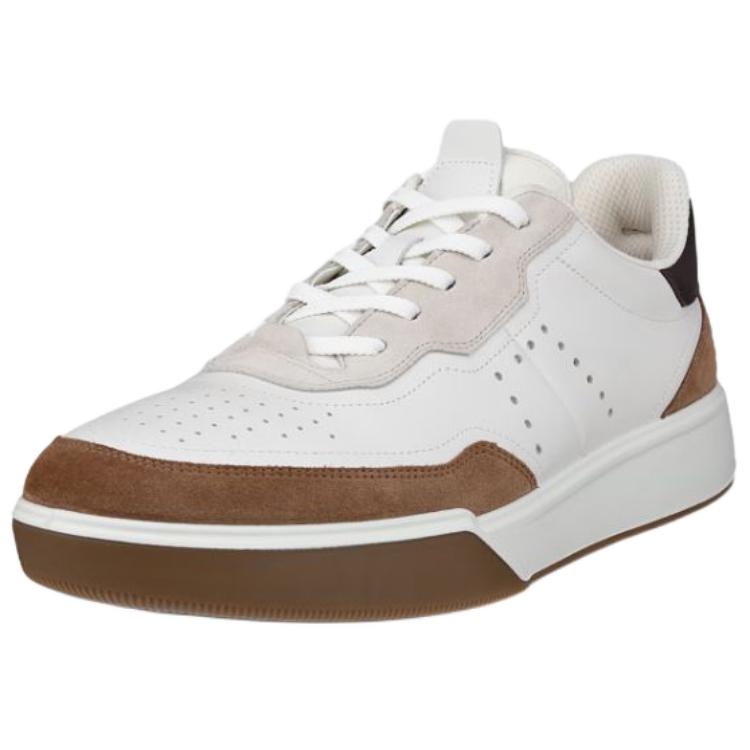 Ecco Street Court Low Top Casual Shoes Men's White Brown