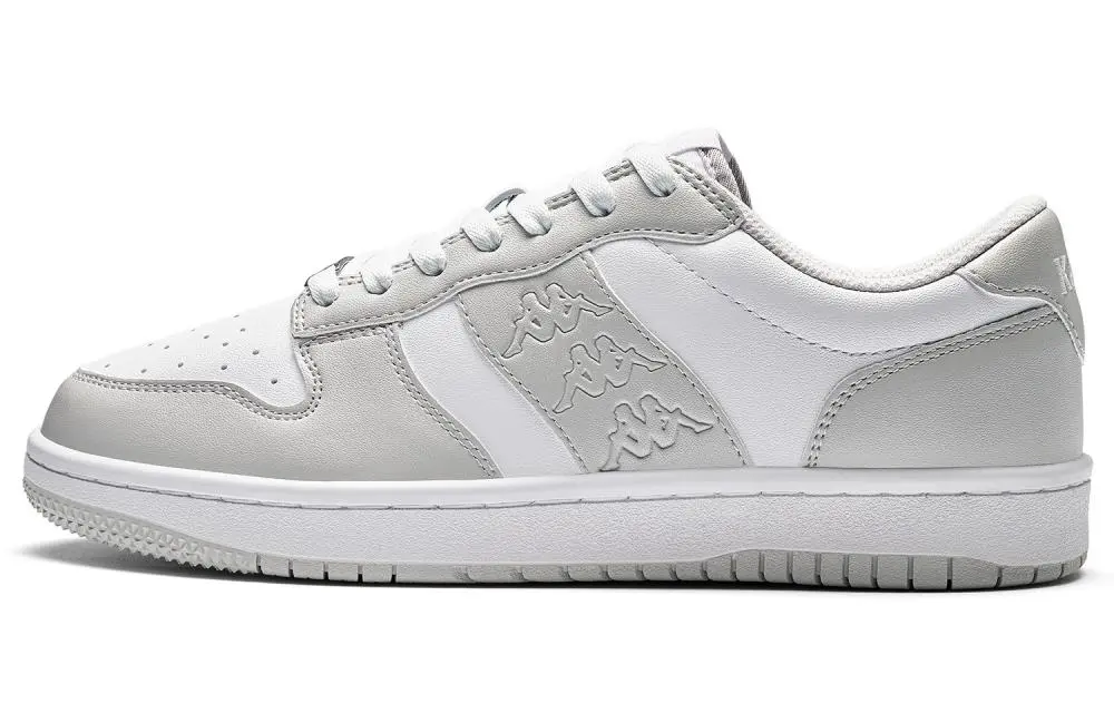 Kappa Anti Slip Wear Resistant Low Top Skateboard Shoes Unisex White Gray