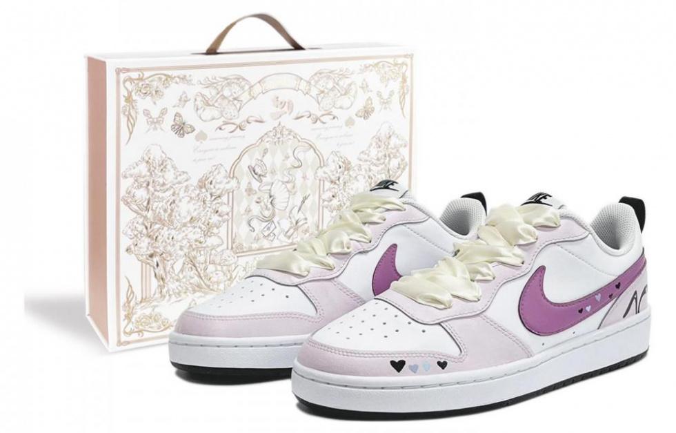 Nike Court Borough Anti-Slip Wear-Resistant Low-Top Skateboard Shoes GS Berry Pink
