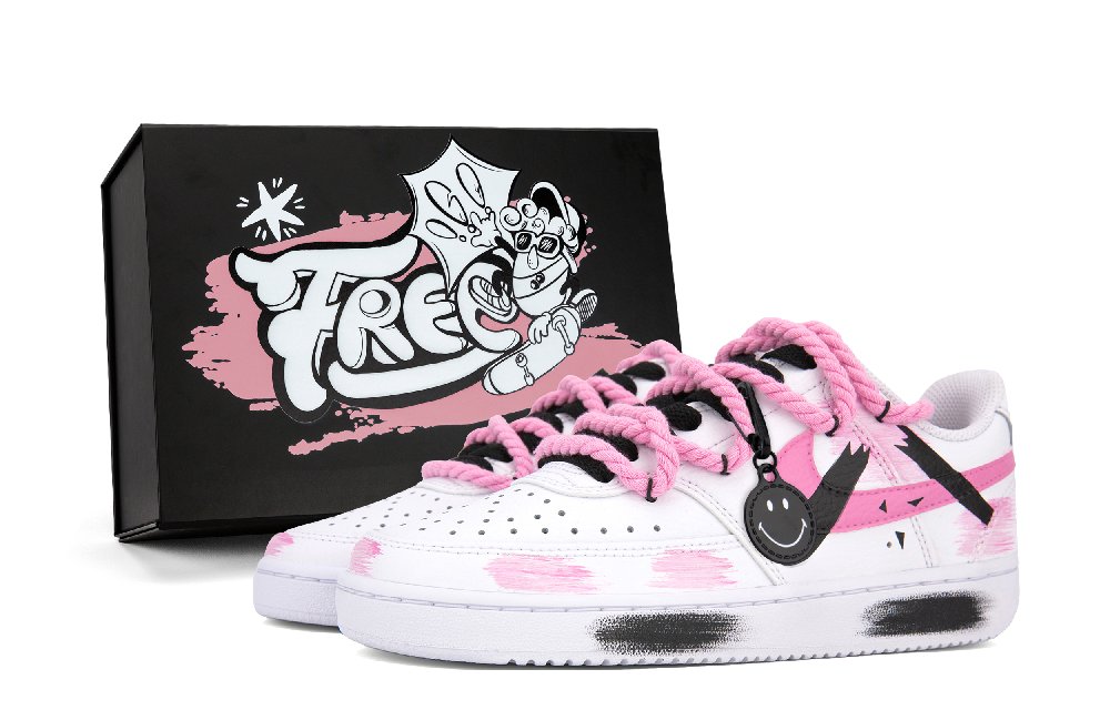 Nike Court Vision Anti-Slip Wear-Resistant Low-Top Skateboard Shoes Unisex Black White Pink