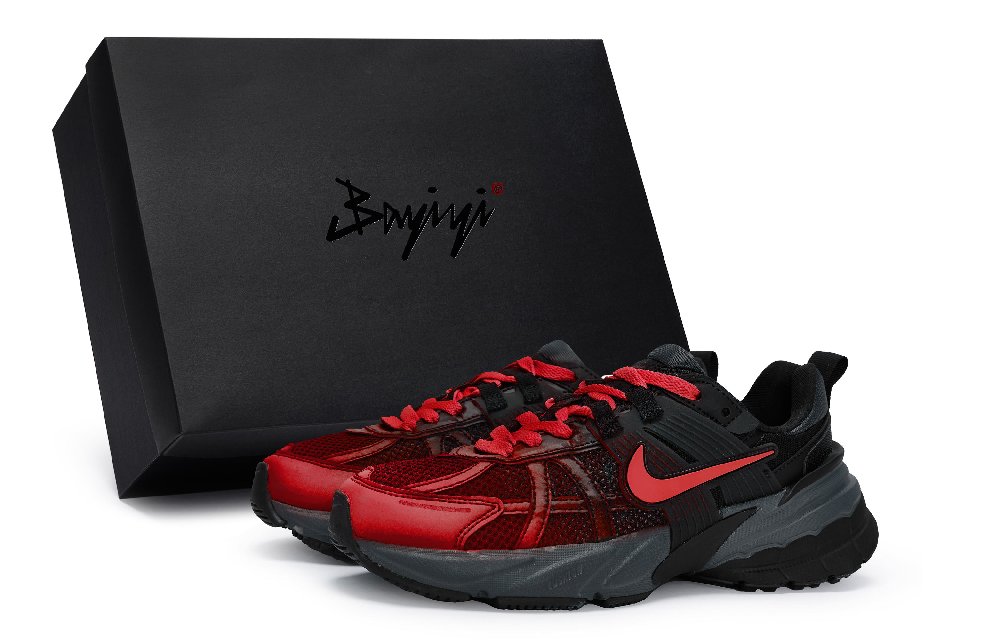 Nike V2K Run Abrasion Resistant Breathable Low Top Running Shoes Women's Black Red