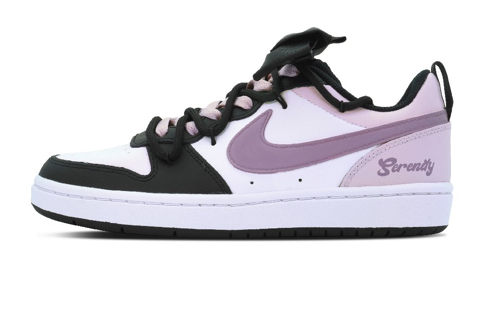 Nike Court Borough DEER Love Journal Slip Resistant Abrasion Resistant Low top Skateboard Shoes Women's Black Pink GS
