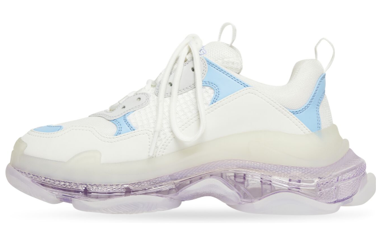 Balenciaga Triple S Clear Sole Leather Free Light Blue Grey Light Purple White Women's
