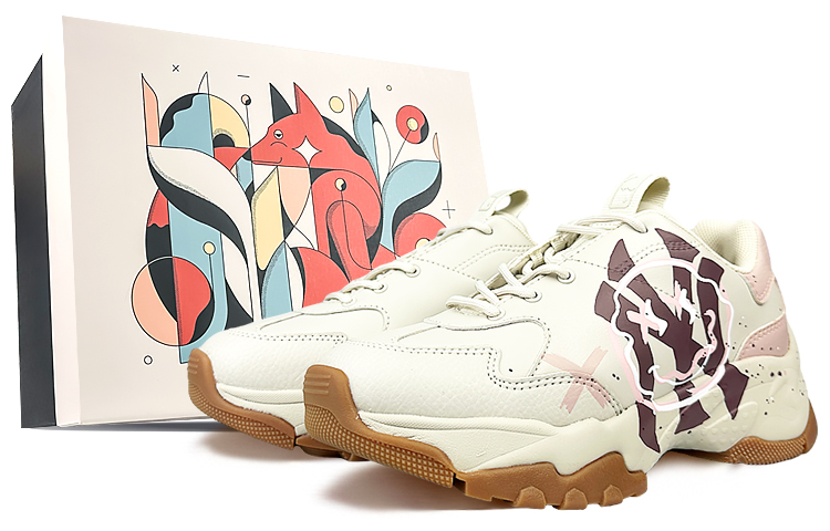 MLB Big Ball Chunky Slip-Resistant Height Increasing Low-Top Chunky Sneakers Unisex Beige Pink