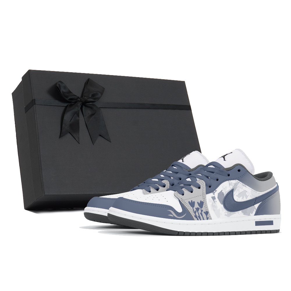 Jordan Air Jordan 1 Abrasion Resistant Low Top Vintage Basketball Shoes Men's White Blue