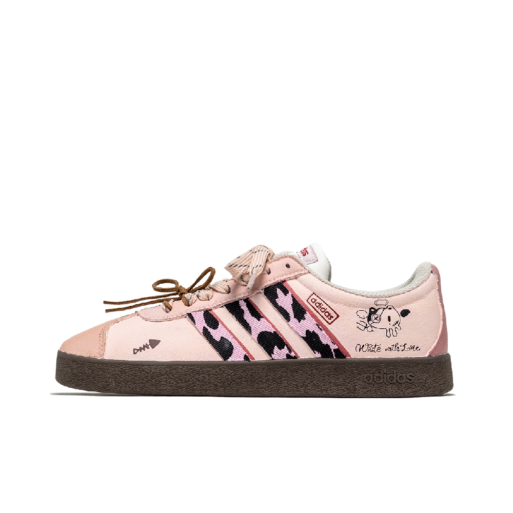 Adidas Neo VL Court 2.0 Anti Slip Wear Resistant Low Top Skateboard Shoes Unisex Pink