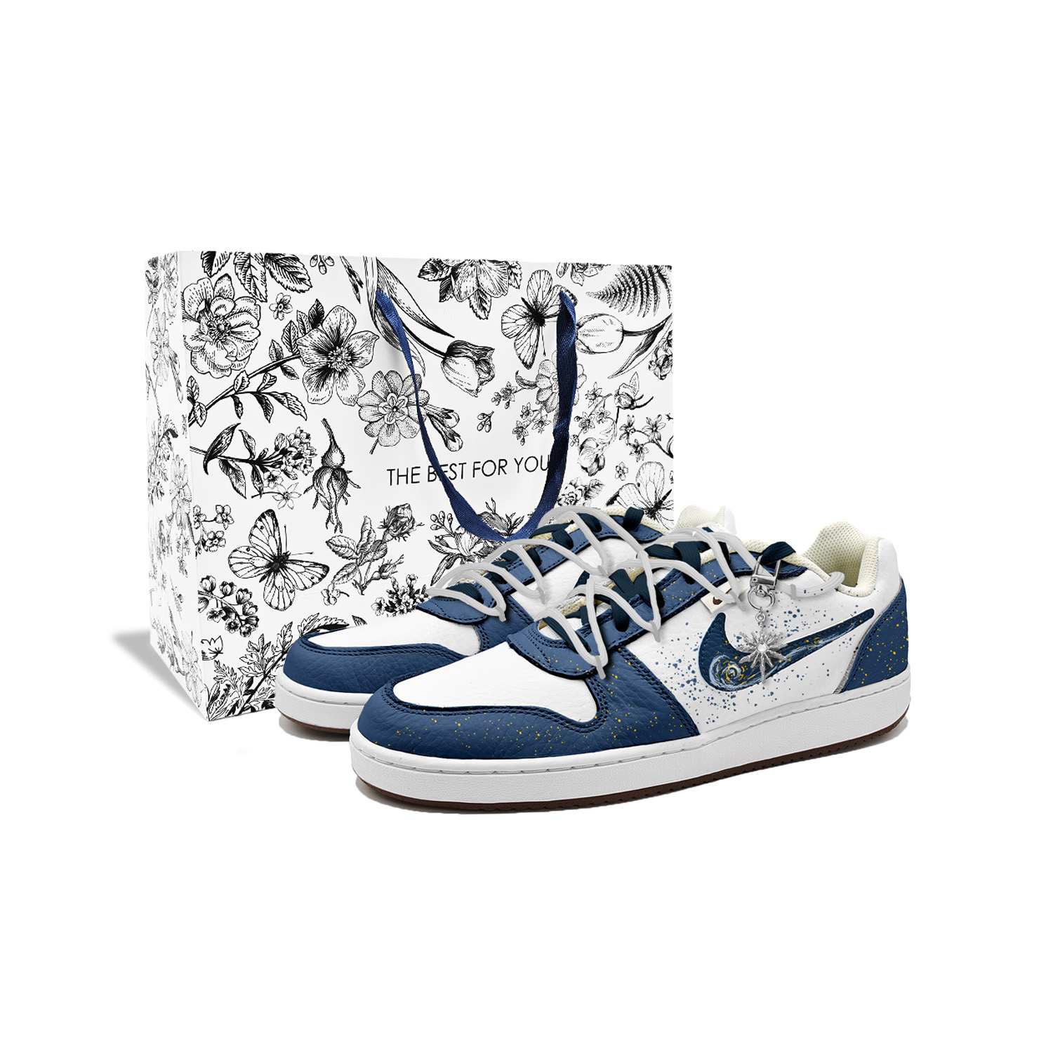 Nike EBERNON Van Gogh Starry Sky Thermal Slip Resistant Cushioning Abrasion Resistant Low top Skateboard Shoes Men's