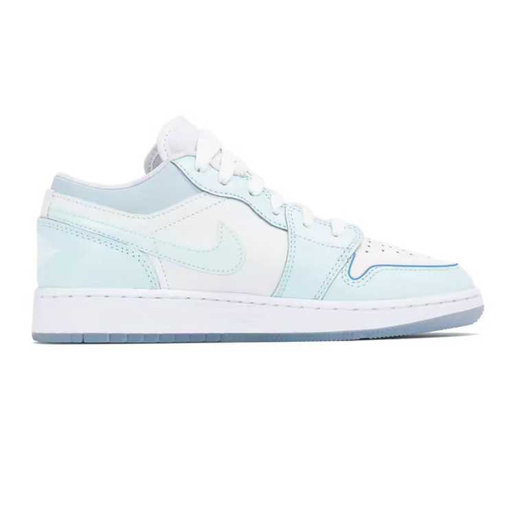 Jordan Air Jordan 1 Slip-Resistant Breathable Moisture-Wicking Low-Top Vintage Basketball Shoes GS White Blue купить в интернет-магазине Yoocart с быстрой доставкой по России.