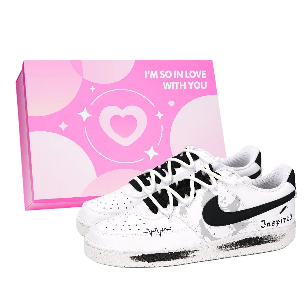 Nike Court Vision 1 Abrasion Resistant Low Top Skateboard Shoes Unisex White Black