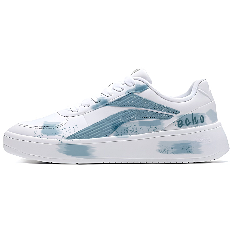 LiNing Slip Resistant, Abrasion Resistant, Lightweight Low Top Skateboard Shoes Men's White Blue
