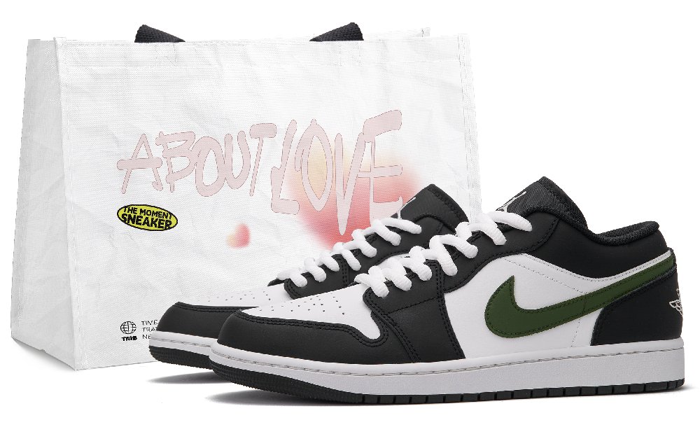Jordan Air Jordan 1 Green Hook Low Top Skateboard Shoes Unisex Black