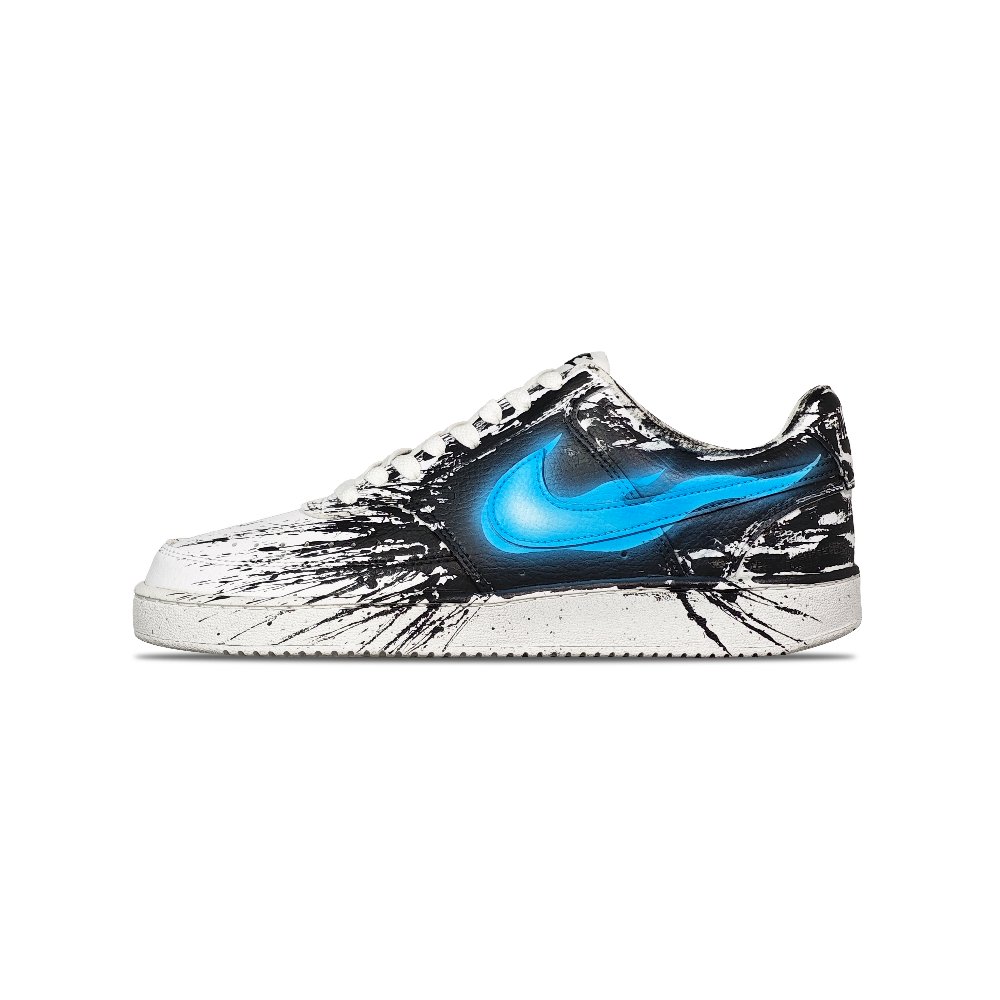 Nike Court Vision Series Anti Slip Wear Resistant Low Top Skateboard Shoes Men's Black White Blue
