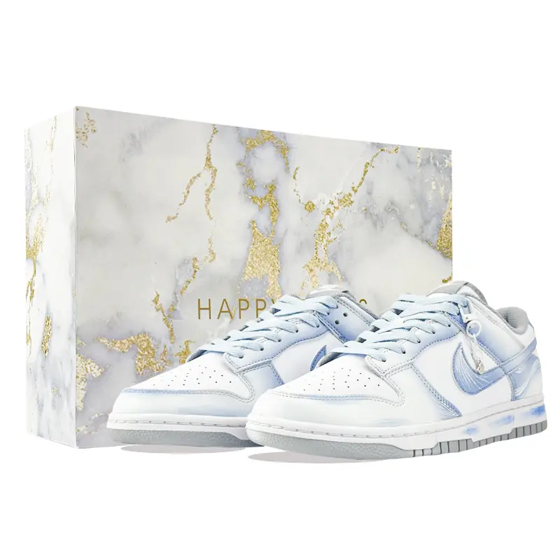Nike Dunk Deep Blue Whisper Cushioning, Wear Resistant Low top Skateboard Shoes Unisex White Blue