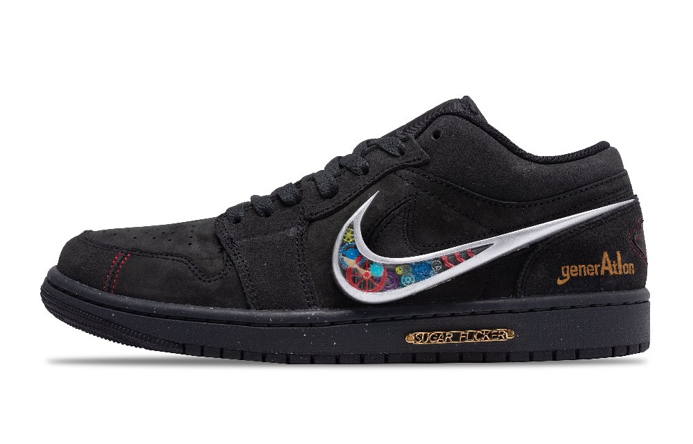 Jordan Air Jordan 1 Tourbillon Anti-Slip Wear-Resistant Low-Top Vintage Basketball Shoes Men's Black Gray Color