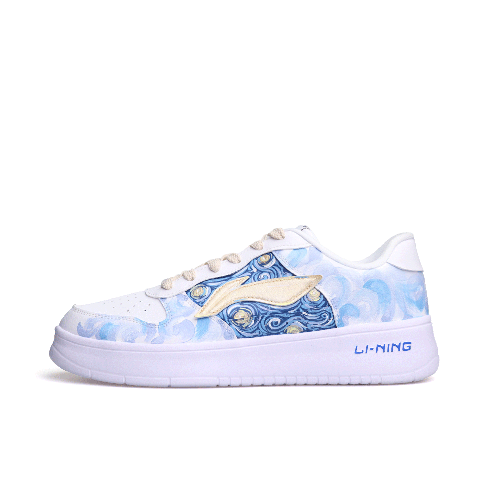 LiNing Pontoon Boats Slip Resistant, Abrasion Resistant, Breathable Low Top Skateboard Shoes Men's Blue