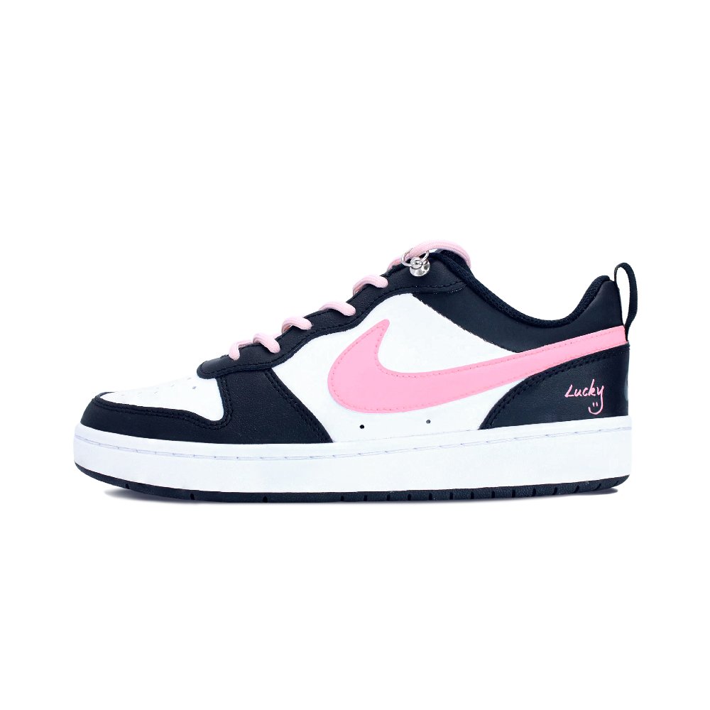 Nike Court Borough Skateboard Shoes Women's Low-Top Black/White/Pink
