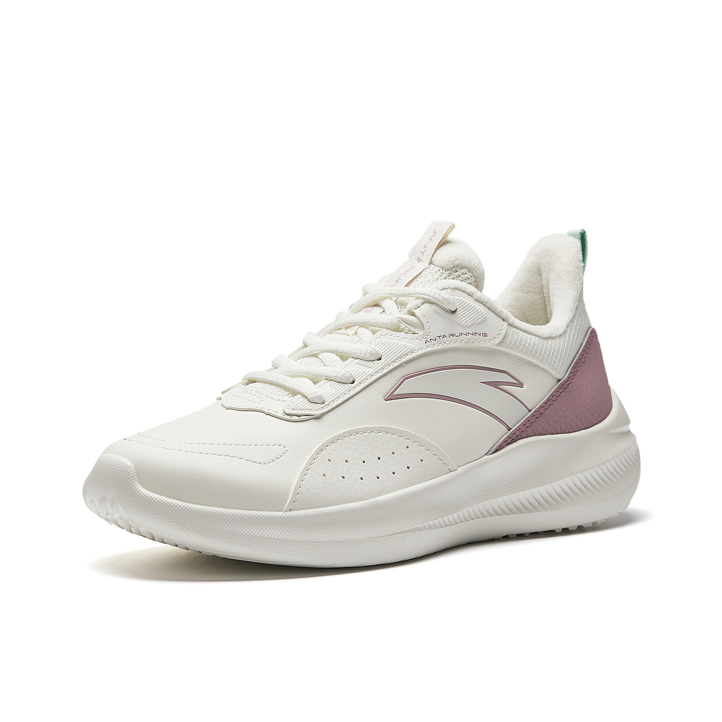 Anta Liuyun Breathable Cushioning Low top Casual Running Shoes Women's Ivory White Taro Purple