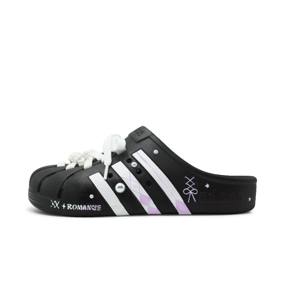 Adidas ADILETTE CLOGS Closed Toe Slippers Unisex Black Purple