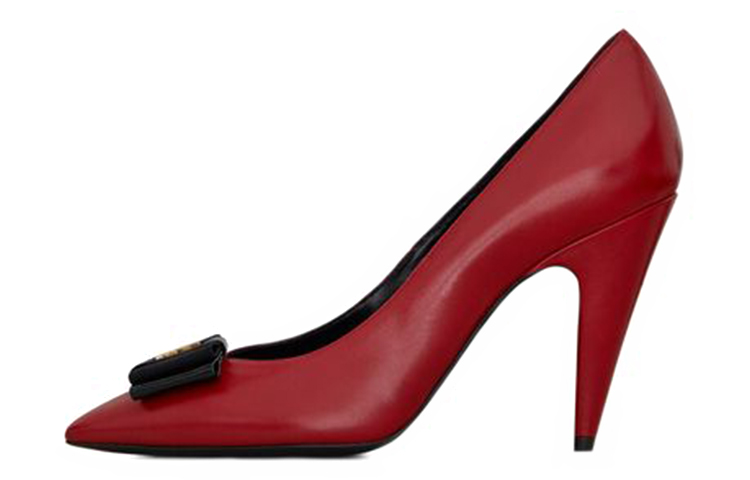 SAINT LAURENT Anais Cone Heel High Heels Women's Splendid Red