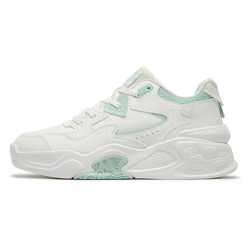 361° Breathable Height Increase Low Top Skateboard Shoes Women's White Green