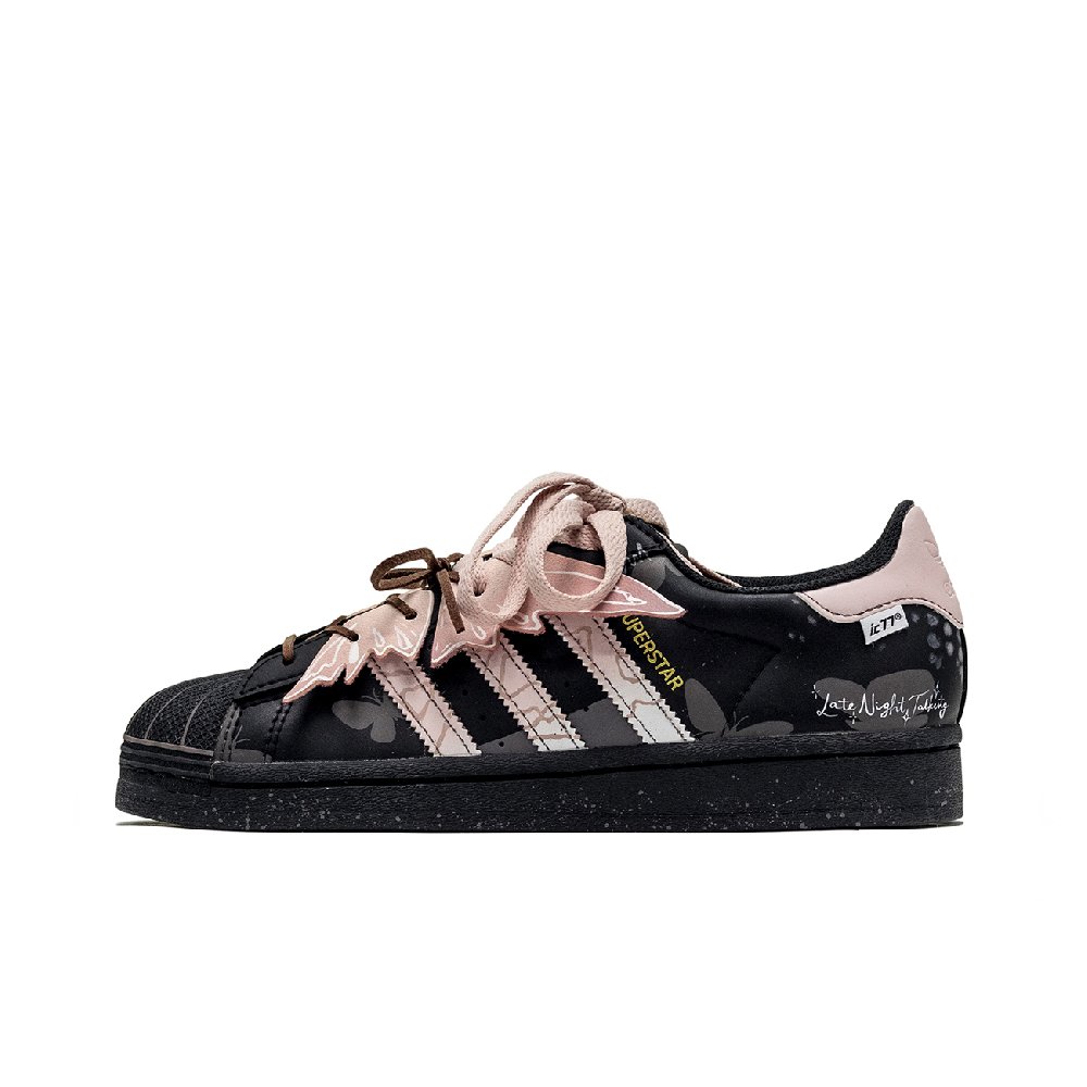 Adidas Originals SUPERSTAR Anti-Slip Wear-Resistant Low-Top Skateboard Shoes Unisex Black Pink