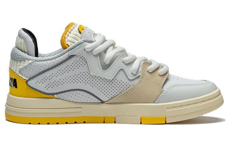 LiNing Wave Pro Durable Breathable Low-Top Skateboard Shoes Men's White Yellow