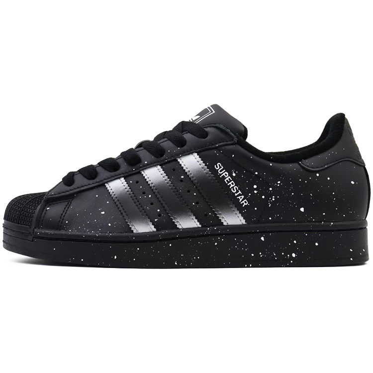 Adidas Originals SUPERSTAR Abrasion Resistant Low Top Skateboard Shoes Unisex Black Silver