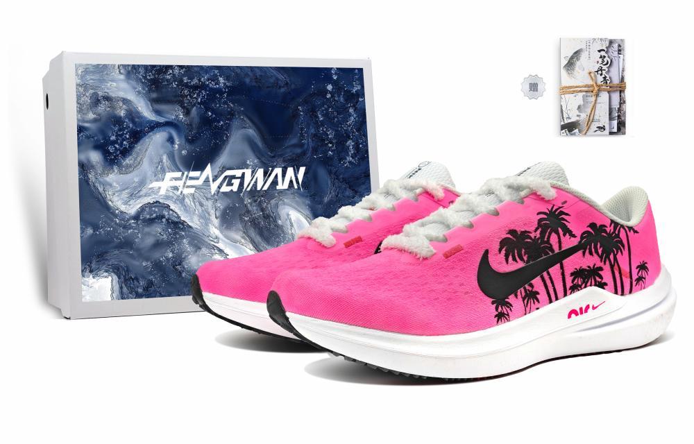 Nike Air Winflo 10 Wear-Resistant Waterproof And Breathable Low-Top Running Shoes Women's Pink Black