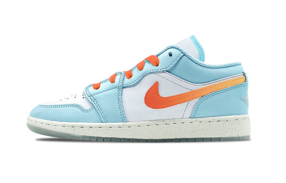 Jordan Air Jordan 1 Starry Night Orange Boat Abrasion Resistant Low Top Vintage Basketball Shoes Women's Blue Orange