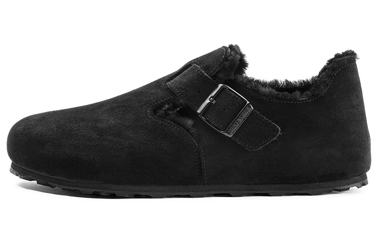 Birkenstock London Shearling Suede Leather Narrow Fit Sandals 'Black'