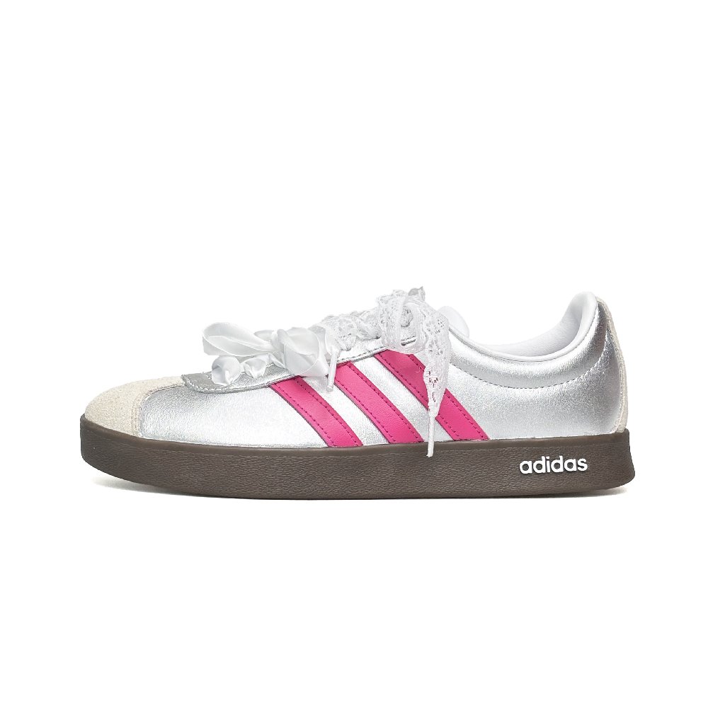 Adidas Neo VL Court 2.0 Vassell Abrasion Resistant Low Top Skateboard Shoes Women's Silver Pink