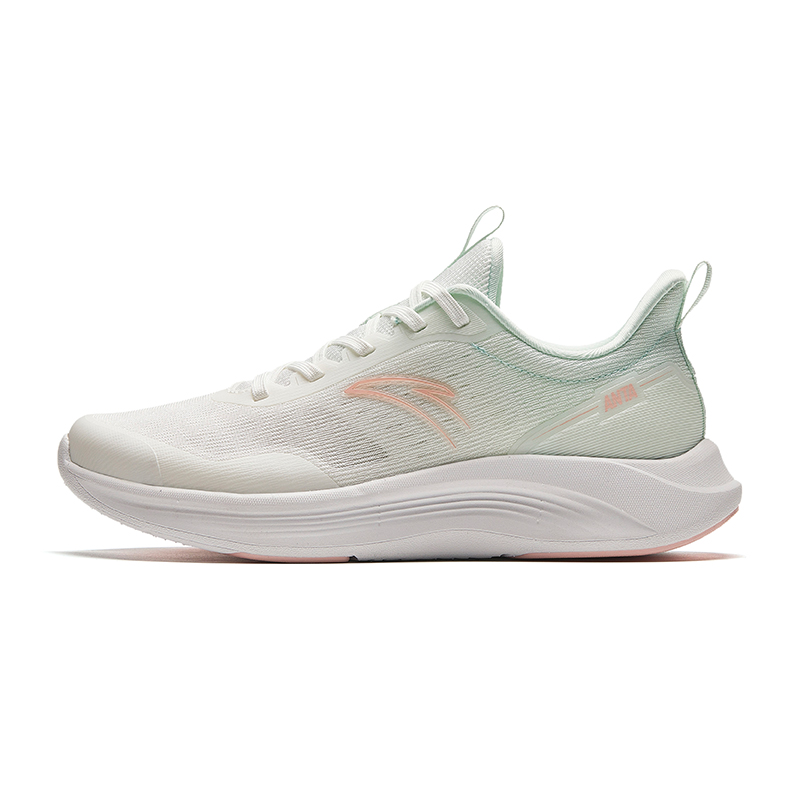 Anta Cushioning, Abrasion Resistant, Breathable, Lightweight Low Top Long Distance Running Shoes Women's White Green