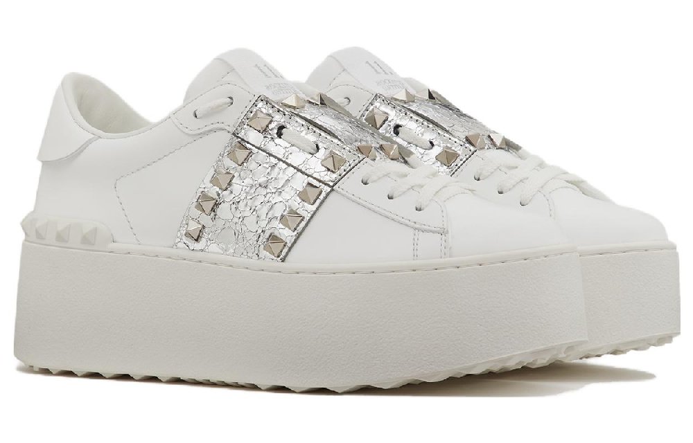 Valentino Garavani Rockstud Untitled Metallic Flatform Sneakers