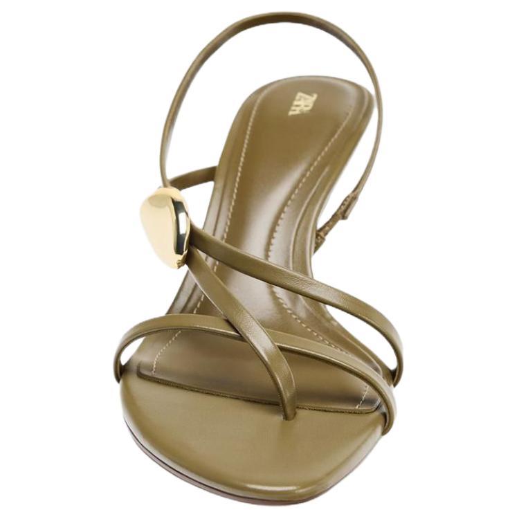 ZARA One Strap Sandals 7cm Women's Khaki Green купить в интернет-магазине Yoocart с быстрой доставкой по России.