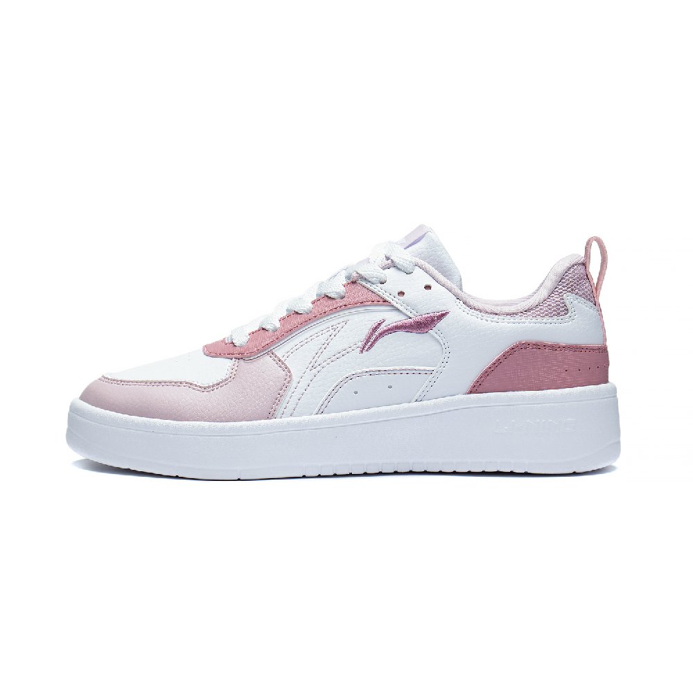 LiNing Spike Years Anti-Slip Wear-Resistant Breathable Height Increasing Low-Top Skateboard Shoes Women's White Pink