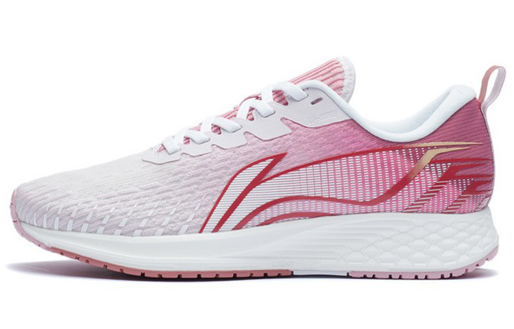 LiNing Slip-Resistant Breathable Low-Top Running Shoes Women's White Red