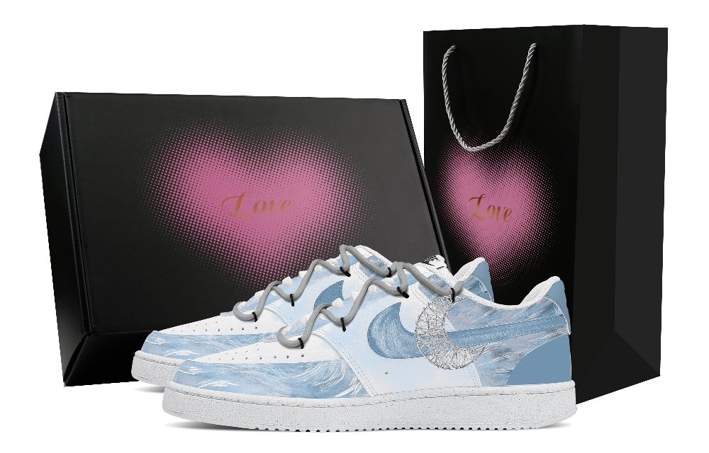 Nike Court Vision 1 Low top Skateboard Shoes Men's Light Blue