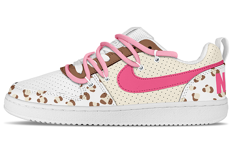 Nike Court Borough Triple White Low top Skateboard Shoes Men's Brown Pink