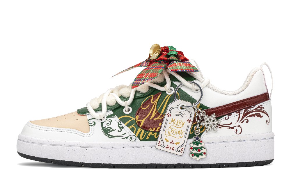 Nike Court Borough Low Top Skateboard Shoes GS Green Red White