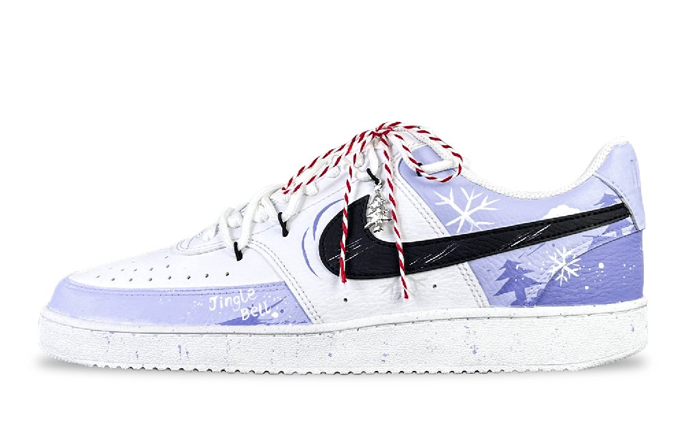 Nike Court Vision 1 Anti Slip Wear Resistant Low Top Skateboard Shoes Men's Purple White