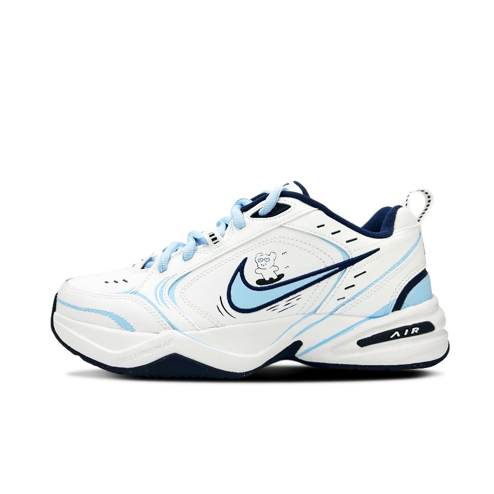 Nike Air Monarch 4 Chunky Sneakers Unisex Low Top White Blue Black